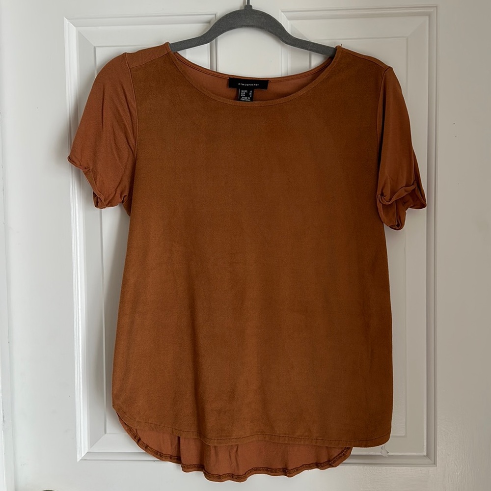 Brown Velvet Top Short Sleeve Cotton on backside